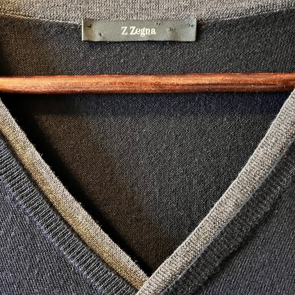 Mens Z Zegna Lightweight V Neck Wool Sweater XL - Picture 3 of 7